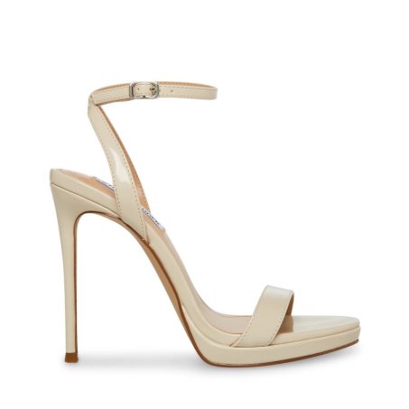 Beige Steve Madden Wafer Patent Women's Heels Sandals | PH 1079BTU